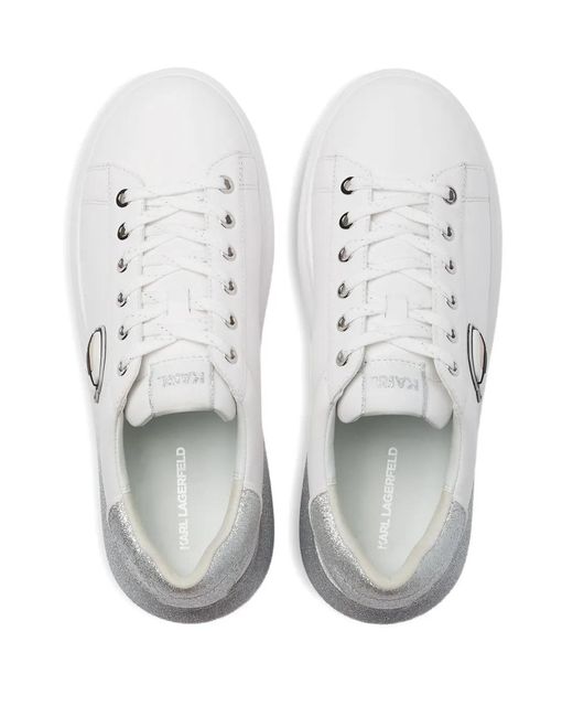 Karl Lagerfeld White Kapri Glitter-Appliqué Sneakers