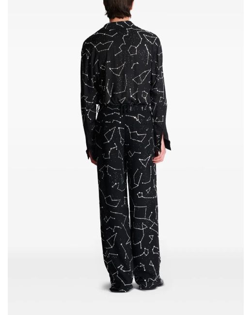 Balmain Black Constellation Embroidered Trousers for men