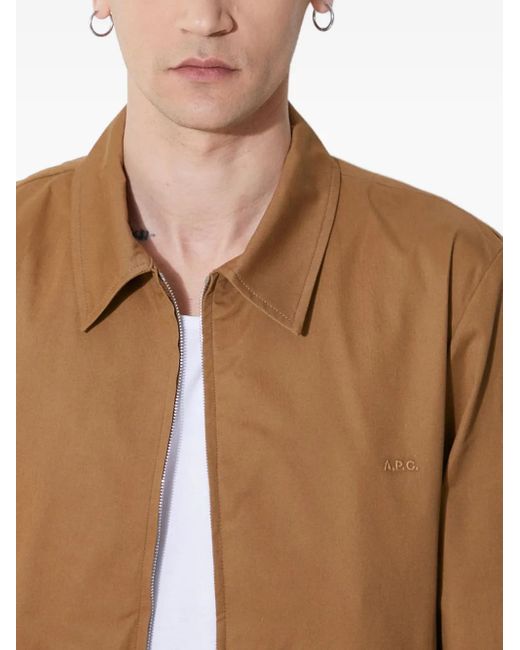 A.P.C. Brown Zip-Up Elasticated-Cuff Jacket for men