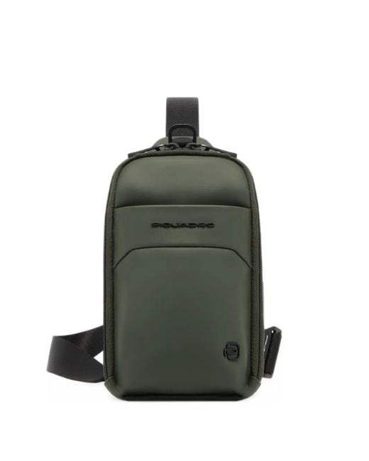 Piquadro Green Wollem Logo-Plaque Zip-Fastening Messenger Bag for men