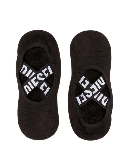 DIESEL Black Logo-Print Crossover-Strap Socks