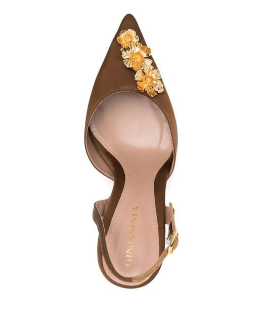 Ginissima Brown X Moogu 100Mm Floral-Appliqué Heeled Pumps