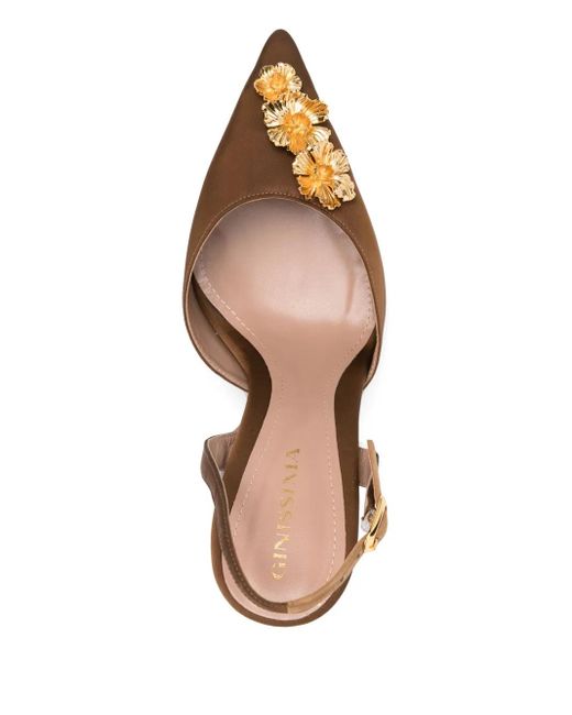 Ginissima Brown X Moogu 100Mm Floral-Appliqué Heeled Pumps