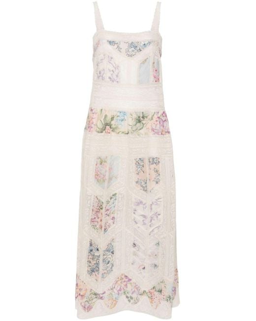 Zimmermann White Halliday Floral-print Lace Dress