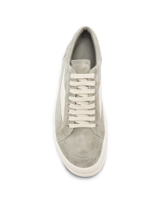 Rick Owens White Suede Panelled Sneakers for men
