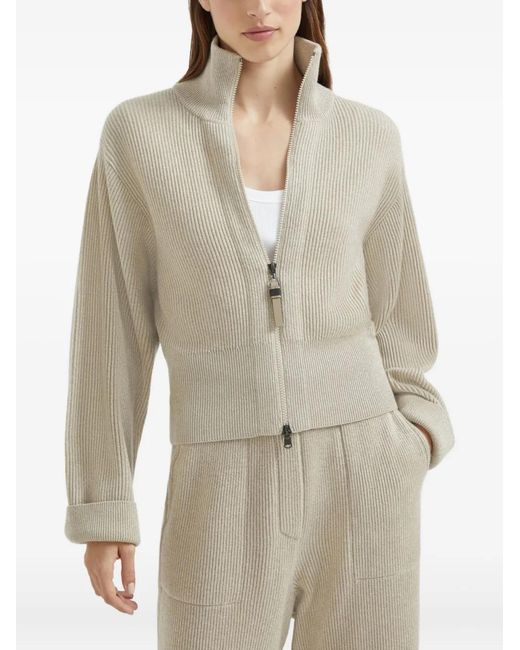 Brunello Cucinelli Natural Sparkling Cashmere Cardigan