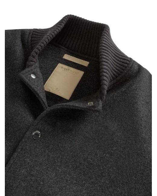 Woolrich Black Wool Twill Pocket Bomber for men