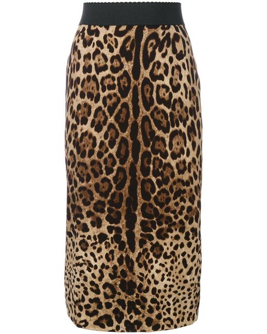 Dolce & gabbana Leopard Print Skirt in Brown - Save 27% | Lyst