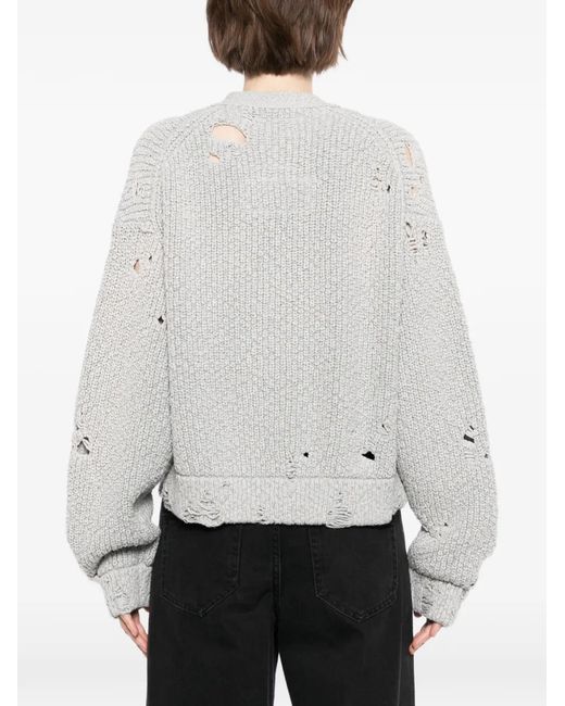 Maison Mihara Yasuhiro White Sun-Faded Distressed Cardigan