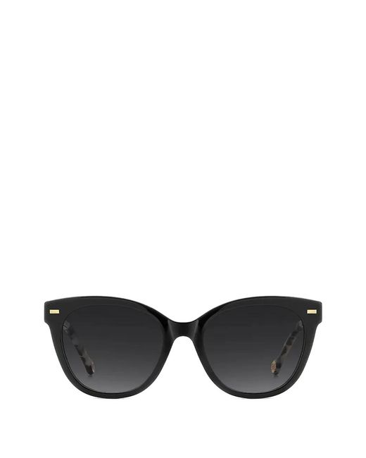 Carolina Herrera Black Tortoiseshell-Effect Cat-Eye Sunglasses