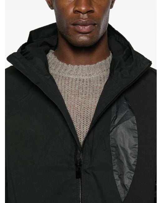 HELIOT EMIL Black Polarize Hooded Windbreaker for men