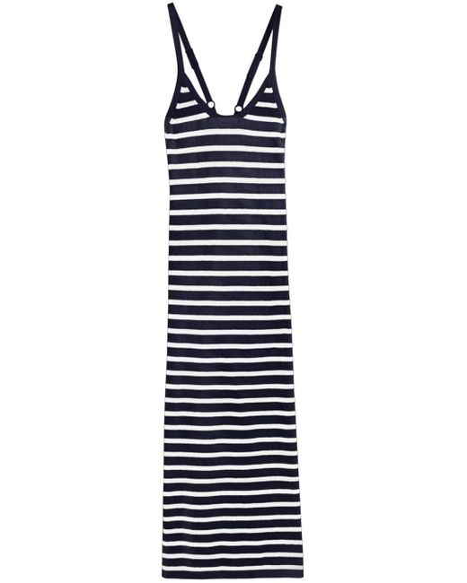 Chinti & Parker Blue Breton Striped Midi Dress