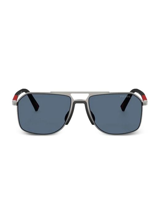 Prada Linea Rossa Blue Pilot-Frame Sunglasses for men