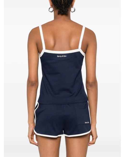 Sporty & Rich Blue Logo-Detail Cami Top