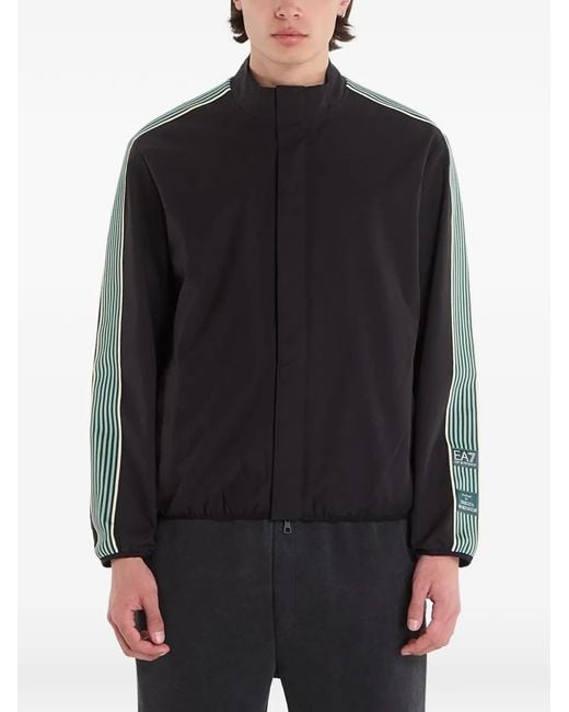 EA7 Black Veste Rayée À Patch Logo for men