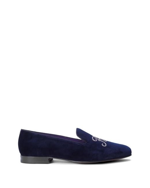 Ralph Lauren Blue Alonzo Bullion-Embroidered Velvet Loafers for men