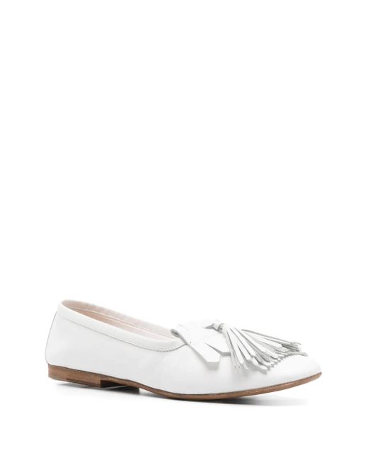 Henderson White Tassel-Trim Loafers