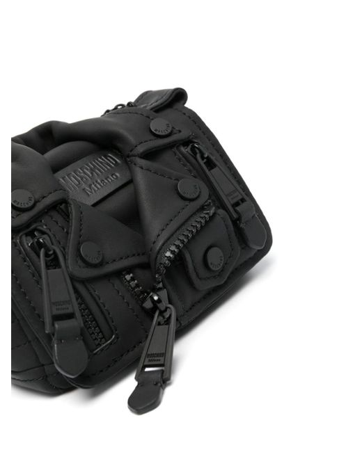 Moschino Black Mini Biker Leather Bag