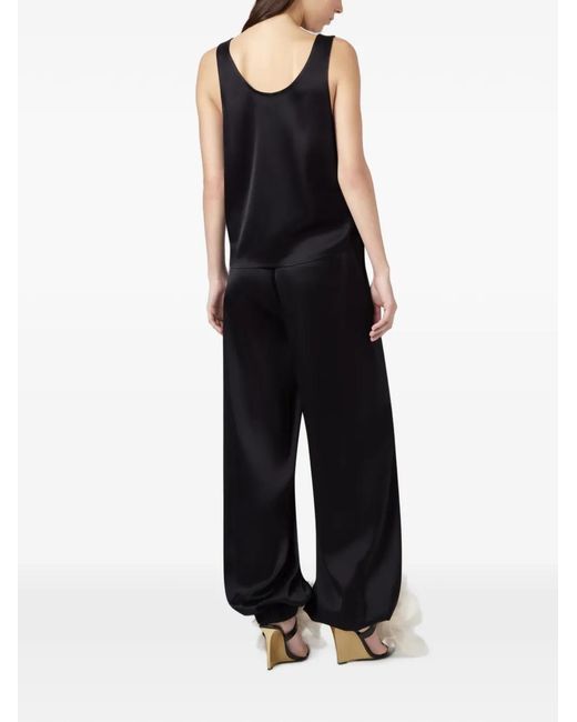 GIUSEPPE DI MORABITO Black Crystal-Embellished Ruched Top