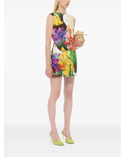 MSGM White Floral-Print Mini Dress