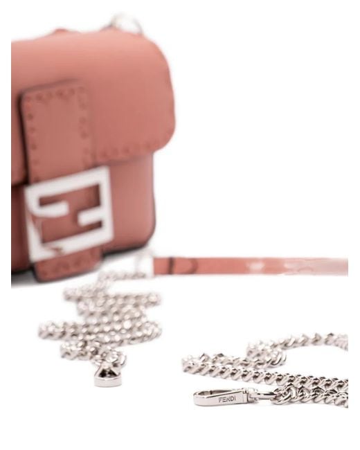 Mini Sac Porté Épaule En Cuir Fendi en coloris Pink