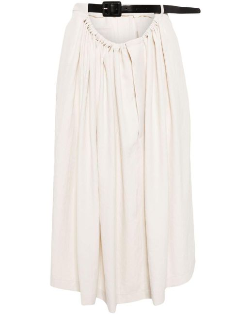 Toga White Belted Twill Skirt