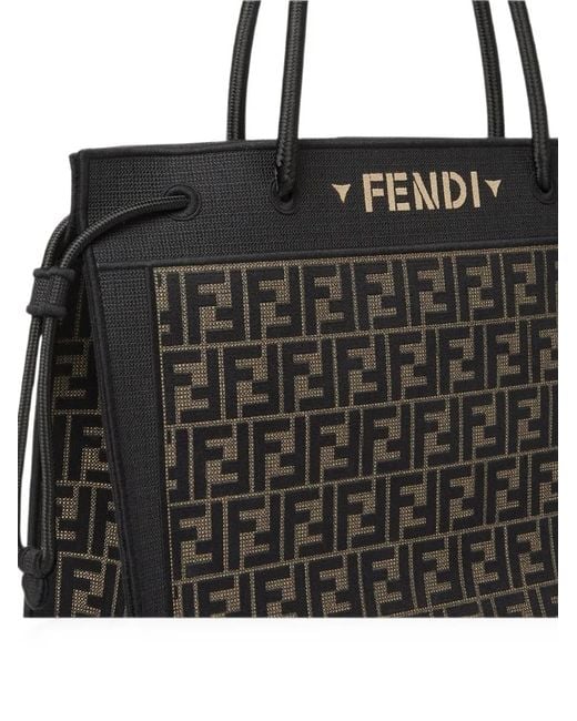 Fendi Black Large Magic Ff Logo Tote Bag