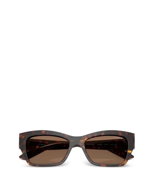 Vogue Eyewear Brown Tortoiseshell-Effect Rectangle-Frame Sunglasses
