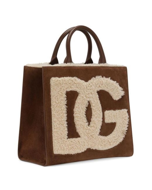 Sac à main logo brodé Dolce & Gabbana en coloris Brown