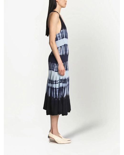 Proenza Schouler Blue Tie-Dye Print Midi Dress