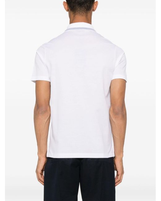 Paul & Shark White Logo-patch Piqué Polo Shirt for men