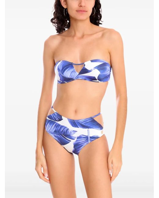 Brigitte Bardot Purple Leaf-Print Bikini Set
