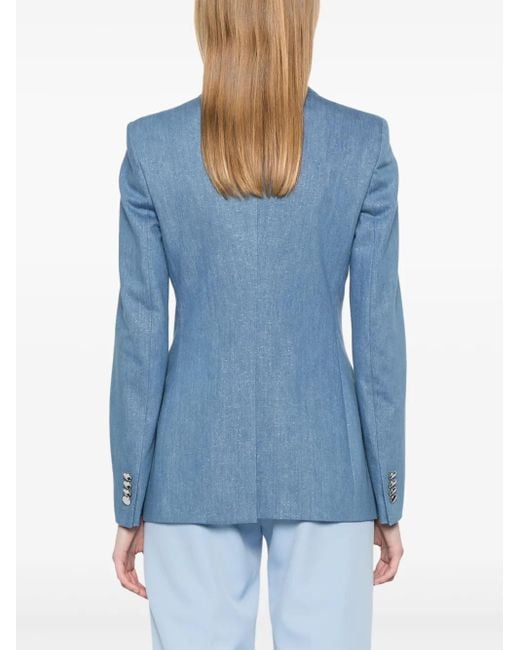 Tagliatore Blue Cotton Double-Breasted Jacket