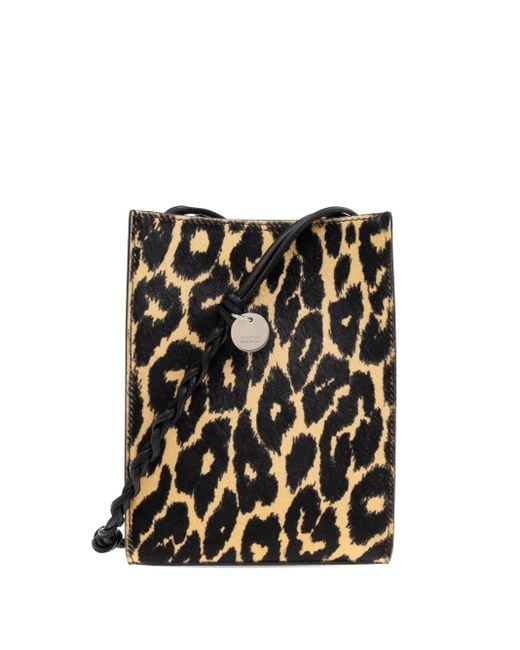 Jil Sander Black Small Tangle Leopard-Print Shoulder Bag