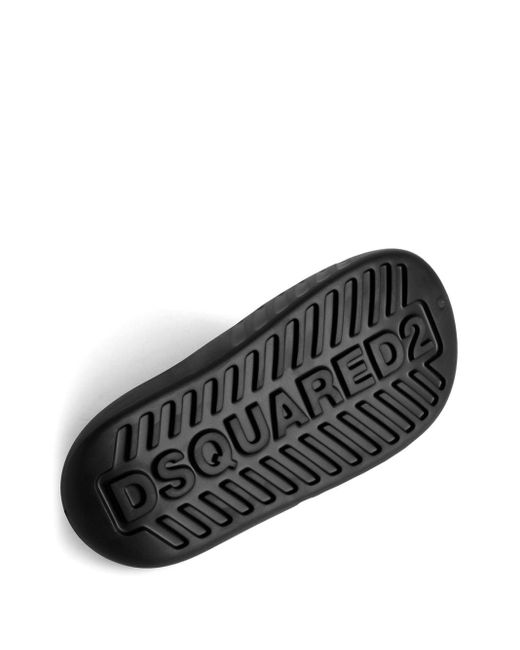 Sandali slides con logo goffrato di DSquared² in Black da Uomo