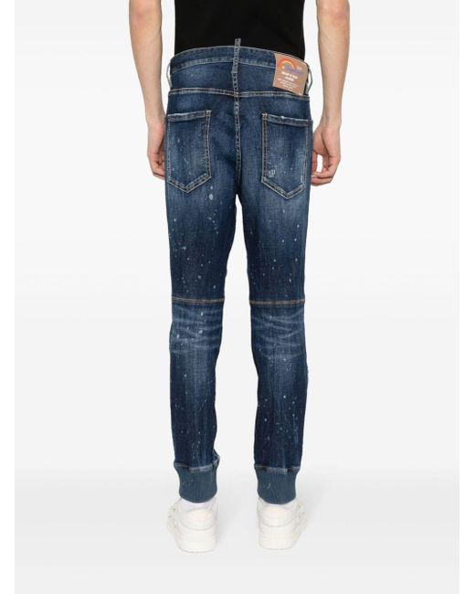 DSquared² Blue Distressed Slim-fit Track Jeans for men
