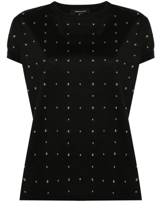 Fabiana Filippi Black Studded Cotton T-shirt