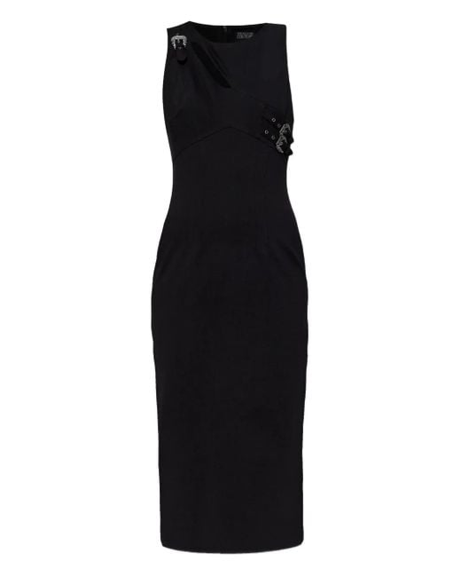 Versace Jeans Couture Black Cut-Out Buckle Midi Dress