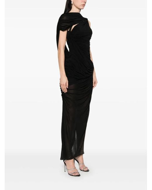 Mugler Black Draped Backless Gown