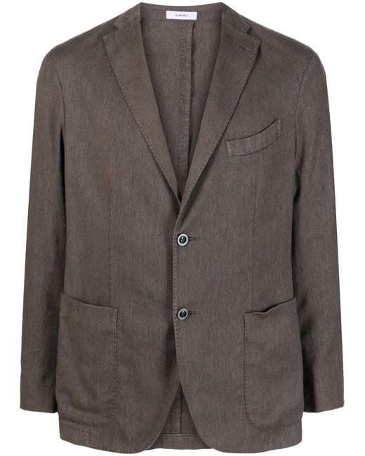 Boglioli Brown Notched-Lapels Single-Breasted Blazer for men