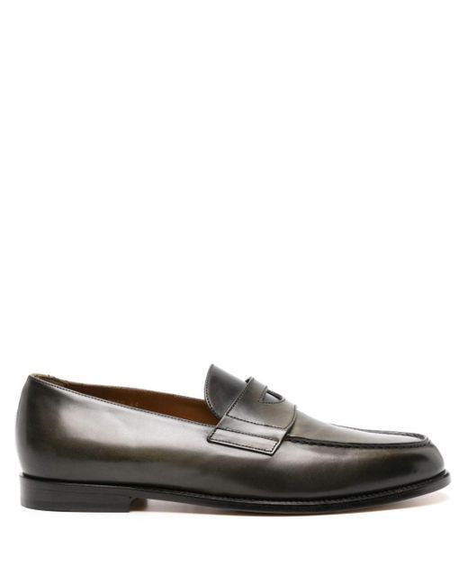 Doucal's Gray Penny-slot Leather Loafers for men