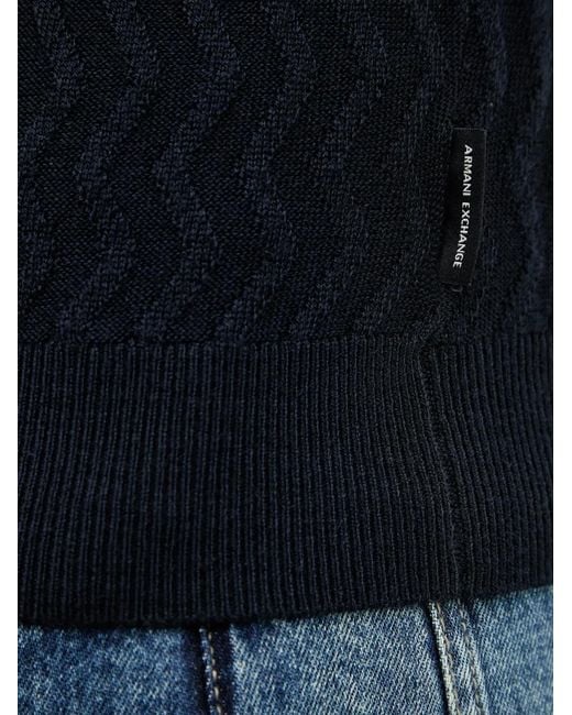 ARMANI EXCHANGE Black Patterned Crew Neck Sweater for men