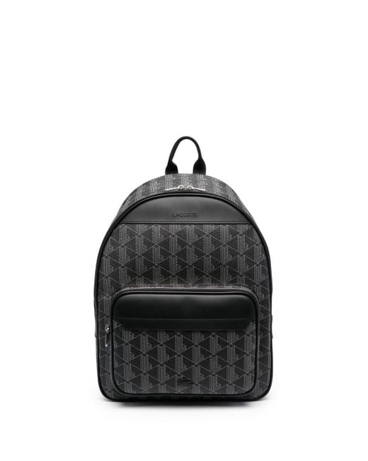 Lacoste Monogram-print Backpack in Black for Men | Lyst