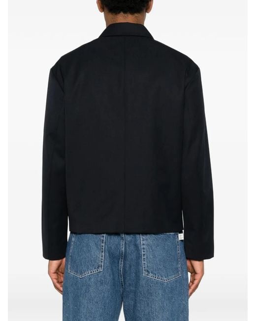 Sandro Black Zip-Up Wing-Collar Jacket for men