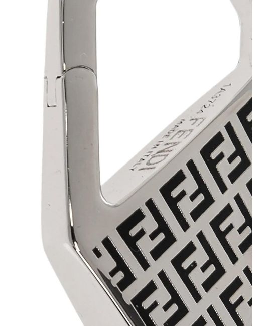 Fendi White Ff Motif Geometric Earring for men