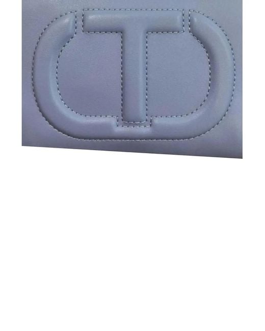 Twinset Blue Logo-Embossed Tassel Crossbody Bag
