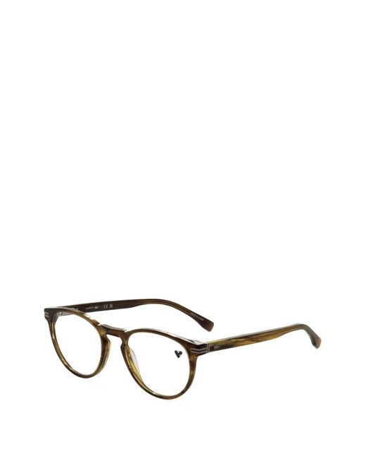 Lacoste Black Round-Frame Striped Glasses for men