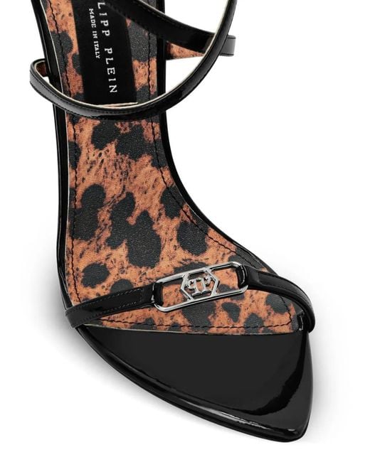 Philipp Plein Black Leather Strap Sandals