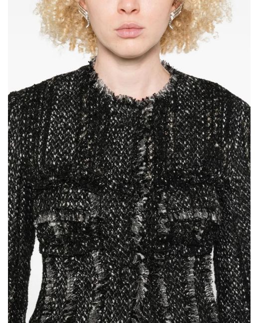 Simone Rocha Black Fringed Tweed Jacket