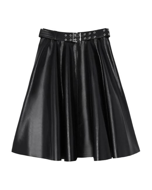 Falda De Piel Ganni de color Black